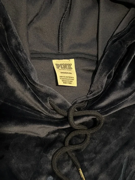 VS Pink Velvet Hoodie & 2 pairs of Lounge Pants Set in Navy and Forest Green - Picture 7 of 11